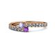 1 - Delise 3.40mm Round Tanzanite and Amethyst with Side Diamonds Bypass Ring 