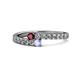 1 - Delise 3.40mm Round Ruby and Tanzanite with Side Diamonds Bypass Ring 