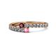 1 - Delise 3.40mm Round Ruby and Pink Tourmaline with Side Diamonds Bypass Ring 