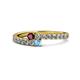 1 - Delise 3.40mm Round Ruby and Blue Topaz with Side Diamonds Bypass Ring 