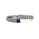 1 - Delise 3.40mm Round Aquamarine and Blue Sapphire with Side Diamonds Bypass Ring 