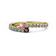 1 - Delise 3.40mm Round Pink Tourmaline and Red Garnet with Side Diamonds Bypass Ring 