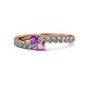 1 - Delise 3.40mm Round Amethyst and Pink Sapphire with Side Diamonds Bypass Ring 