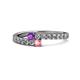 1 - Delise 3.40mm Round Amethyst and Pink Tourmaline with Side Diamonds Bypass Ring 