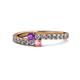 1 - Delise 3.40mm Round Amethyst and Pink Tourmaline with Side Diamonds Bypass Ring 