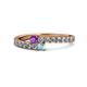 1 - Delise 3.40mm Round Amethyst and Aquamarine with Side Diamonds Bypass Ring 