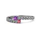 1 - Delise 3.40mm Round Amethyst and Rhodolite Garnet with Side Diamonds Bypass Ring 