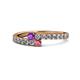1 - Delise 3.40mm Round Amethyst and Rhodolite Garnet with Side Diamonds Bypass Ring 