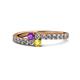 1 - Delise 3.40mm Round Amethyst and Yellow Sapphire with Side Diamonds Bypass Ring 