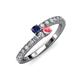 3 - Delise 3.40mm Round Blue Sapphire and Pink Tourmaline with Side Diamonds Bypass Ring 