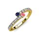3 - Delise 3.40mm Round Blue Sapphire and Pink Tourmaline with Side Diamonds Bypass Ring 