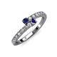 3 - Delise 3.40mm Round Blue Sapphire and Iolite with Side Diamonds Bypass Ring 