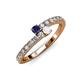 3 - Delise 3.40mm Round Blue and White Sapphire with Side Diamonds Bypass Ring 
