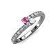 3 - Delise 3.40mm Round Pink and White Sapphire with Side Diamonds Bypass Ring 