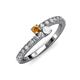 3 - Delise 3.40mm Round Citrine and White Sapphire with Side Diamonds Bypass Ring 