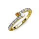 3 - Delise 3.40mm Round Citrine and White Sapphire with Side Diamonds Bypass Ring 