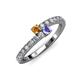 3 - Delise 3.40mm Round Citrine and Tanzanite with Side Diamonds Bypass Ring 