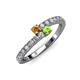 3 - Delise 3.40mm Round Citrine and Peridot with Side Diamonds Bypass Ring 