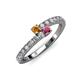 3 - Delise 3.40mm Round Citrine and Rhodolite Garnet with Side Diamonds Bypass Ring 