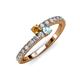 3 - Delise 3.40mm Round Citrine and Aquamarine with Side Diamonds Bypass Ring 