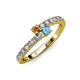 3 - Delise 3.40mm Round Citrine and Blue Topaz with Side Diamonds Bypass Ring 