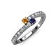 3 - Delise 3.40mm Round Citrine and Blue Sapphire with Side Diamonds Bypass Ring 