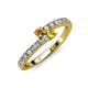 3 - Delise 3.40mm Round Citrine and Yellow Sapphire with Side Diamonds Bypass Ring 