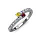 3 - Delise 3.40mm Round Yellow Sapphire and Ruby with Side Diamonds Bypass Ring 