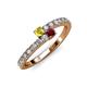 3 - Delise 3.40mm Round Yellow Sapphire and Ruby with Side Diamonds Bypass Ring 