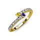 3 - Delise 3.40mm Round Yellow Sapphire and Iolite with Side Diamonds Bypass Ring 