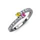 3 - Delise 3.40mm Round Yellow and Pink Sapphire with Side Diamonds Bypass Ring 
