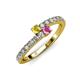 3 - Delise 3.40mm Round Yellow and Pink Sapphire with Side Diamonds Bypass Ring 