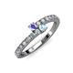3 - Delise 3.40mm Round Tanzanite and Aquamarine with Side Diamonds Bypass Ring 