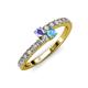 3 - Delise 3.40mm Round Tanzanite and Blue Topaz with Side Diamonds Bypass Ring 