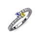 3 - Delise 3.40mm Round Tanzanite and Yellow Sapphire with Side Diamonds Bypass Ring 