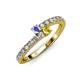 3 - Delise 3.40mm Round Tanzanite and Yellow Sapphire with Side Diamonds Bypass Ring 