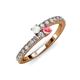 3 - Delise 3.40mm Round White Sapphire and Pink Tourmaline with Side Diamonds Bypass Ring 