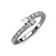 3 - Delise 3.40mm Round White Sapphire and Diamond with Side Diamonds Bypass Ring 