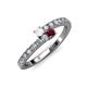 3 - Delise 3.40mm Round White Sapphire and Ruby with Side Diamonds Bypass Ring 