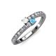 3 - Delise 3.40mm Round White Sapphire and Blue Topaz with Side Diamonds Bypass Ring 