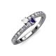 3 - Delise 3.40mm Round White Sapphire and Iolite with Side Diamonds Bypass Ring 