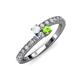 3 - Delise 3.40mm Round White Sapphire and Peridot with Side Diamonds Bypass Ring 