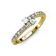 3 - Delise 3.40mm Round White Sapphire and Aquamarine with Side Diamonds Bypass Ring 