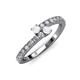 3 - Delise 3.40mm Round White Sapphire with Side Diamonds Bypass Ring 