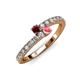 3 - Delise 3.40mm Round Ruby and Pink Tourmaline with Side Diamonds Bypass Ring 