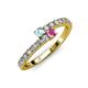 3 - Delise 3.40mm Round Aquamarine and Pink Sapphire with Side Diamonds Bypass Ring 