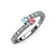 3 - Delise 3.40mm Round Aquamarine and Pink Tourmaline with Side Diamonds Bypass Ring 