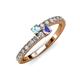 3 - Delise 3.40mm Round Aquamarine and Tanzanite with Side Diamonds Bypass Ring 