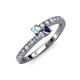 3 - Delise 3.40mm Round Aquamarine and Iolite with Side Diamonds Bypass Ring 