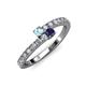 3 - Delise 3.40mm Round Aquamarine and Blue Sapphire with Side Diamonds Bypass Ring 